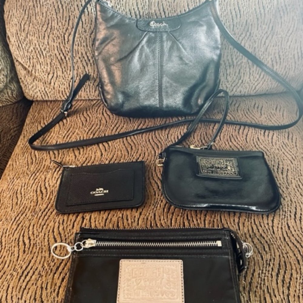 Coach Bundle - Crossbody & 3 Wallets - black leather